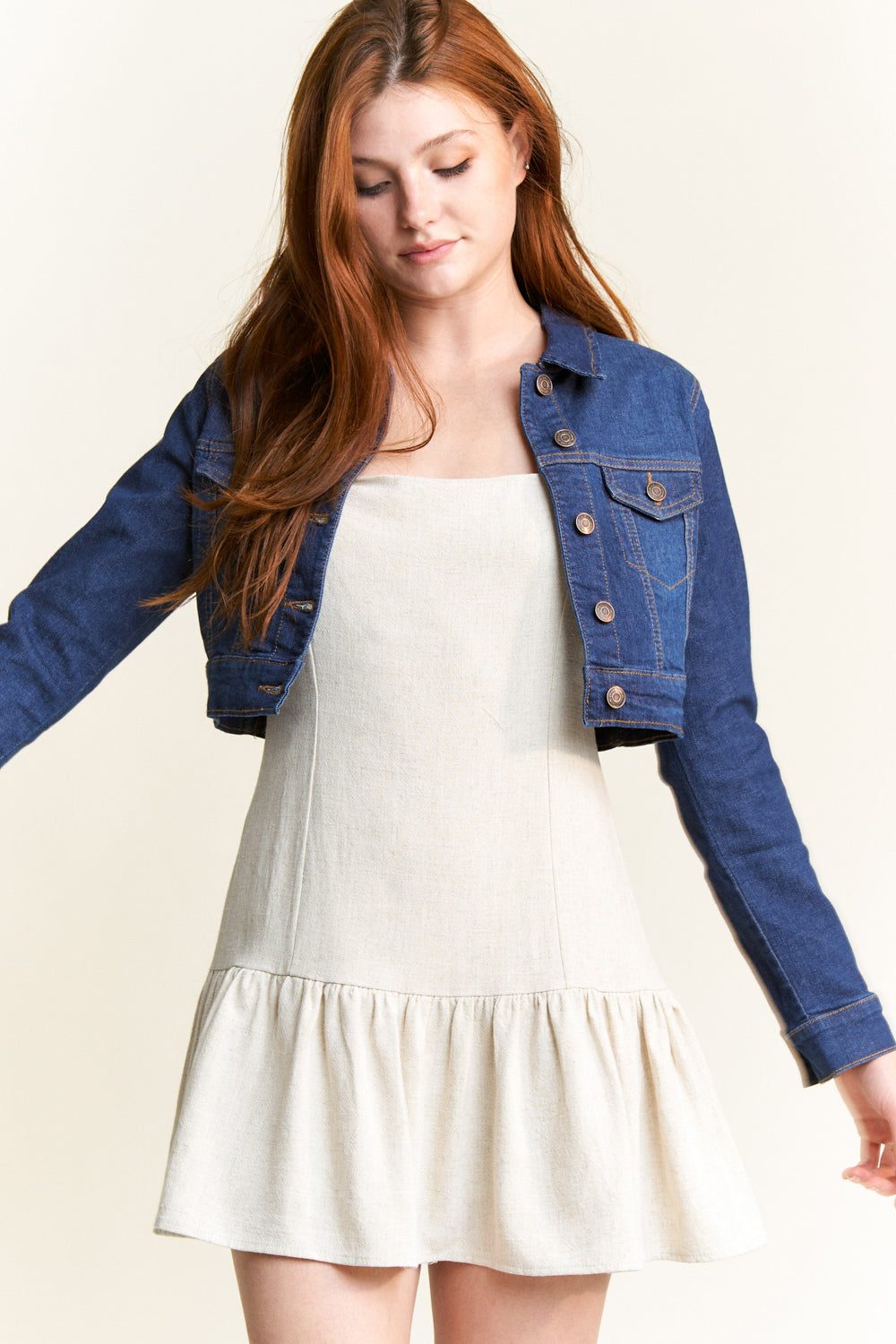 Fitted Basic Crop Denim Jacket