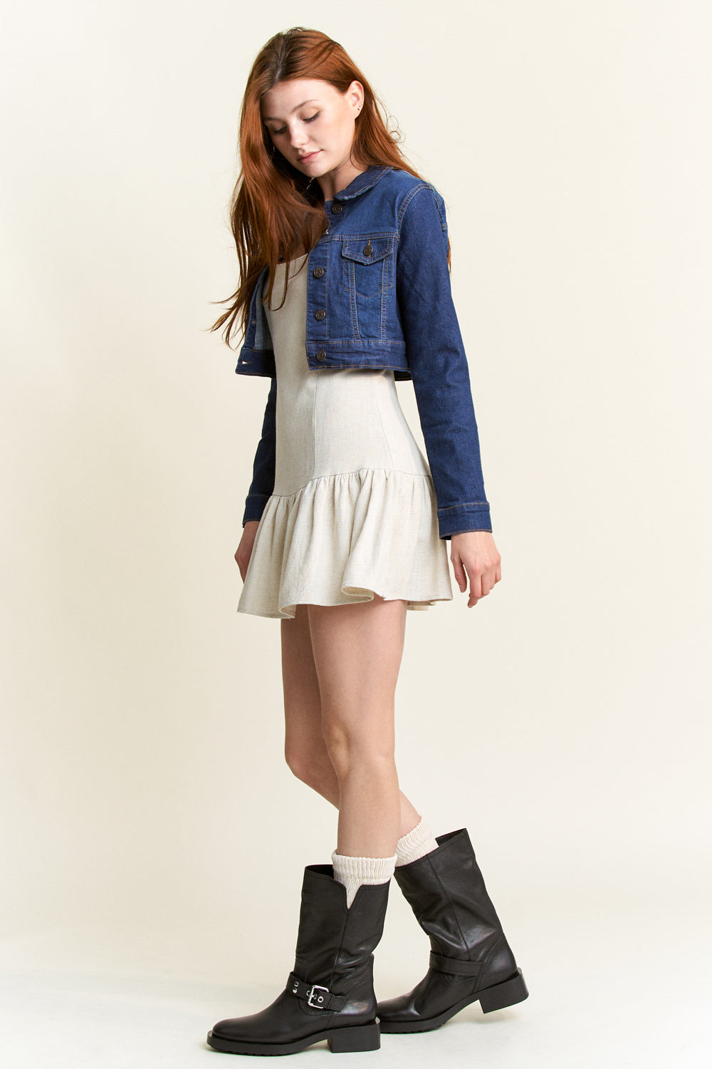 Fitted Basic Crop Denim Jacket — additional view 7