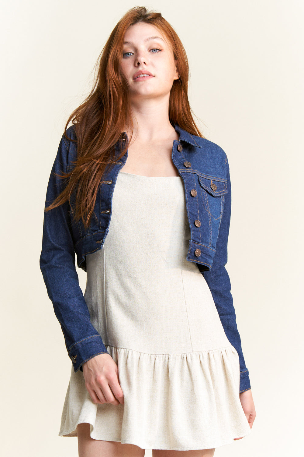 Fitted Basic Crop Denim Jacket