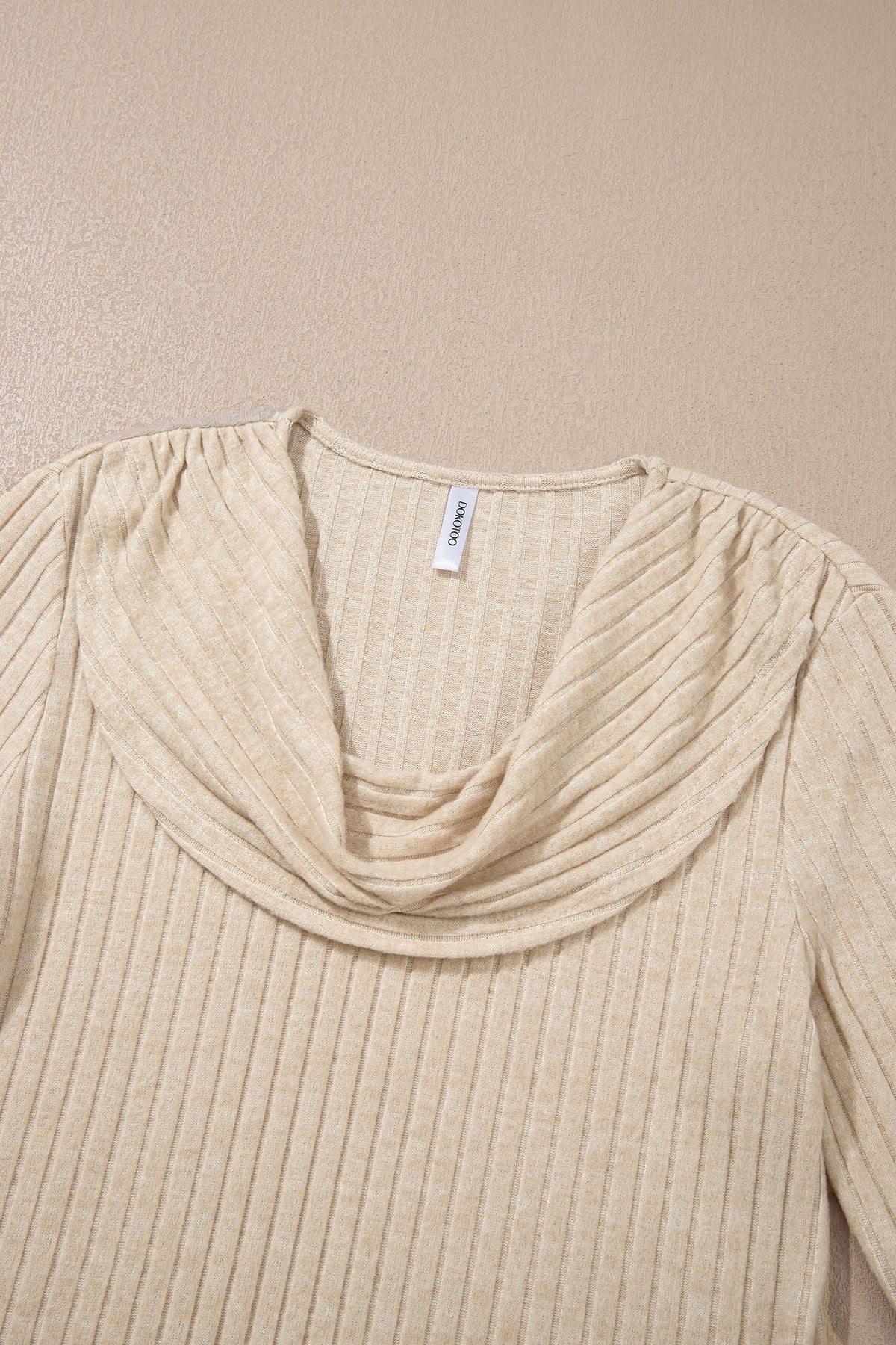 Ribbed Knit Cowl Neck Long Sleeve Top