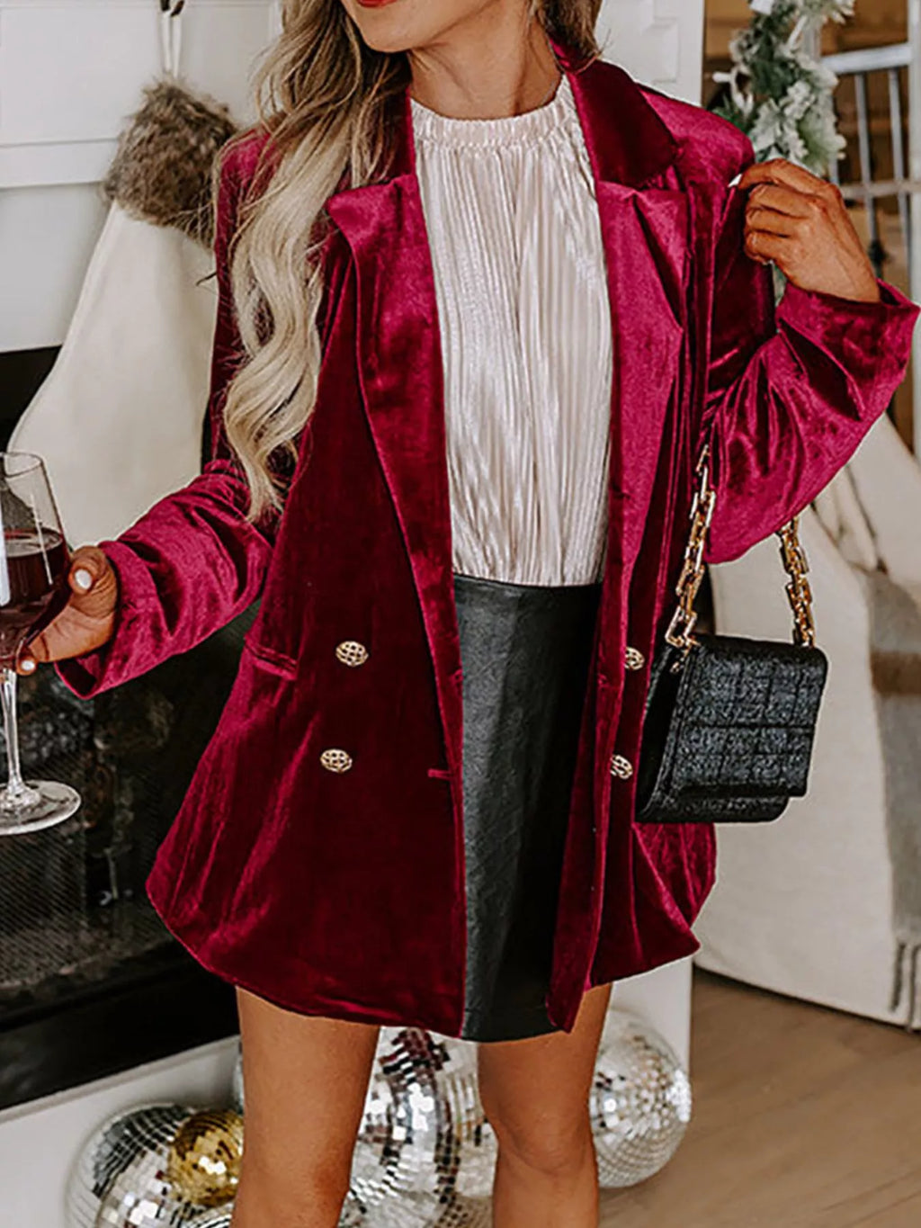 Velvet Button-Front Blazer — additional view 7