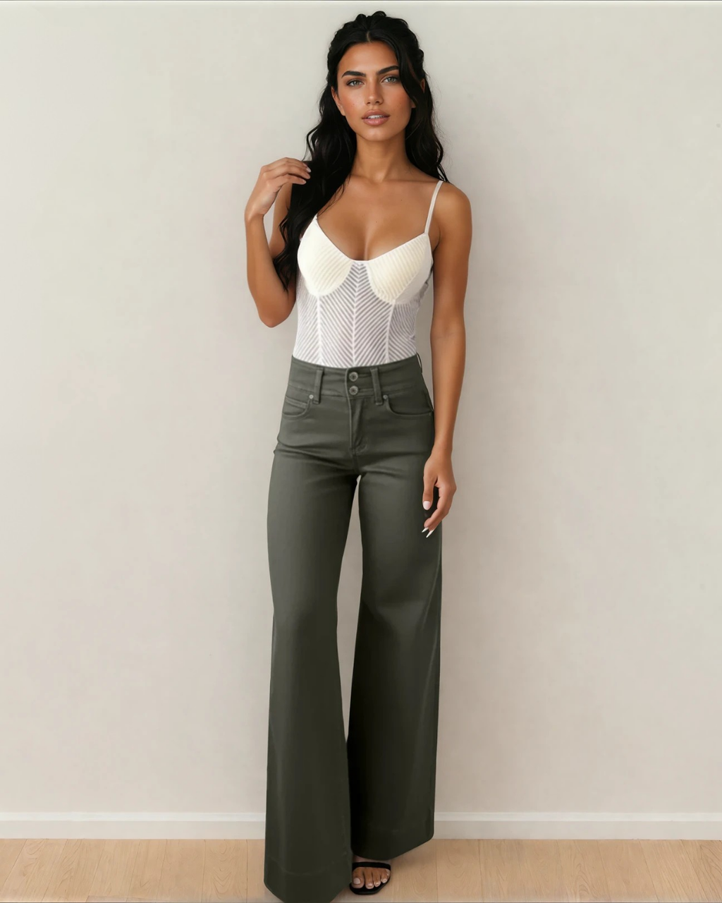 Brooke Wide Leg Jeans | High Rise Double Button Denim — additional view 3