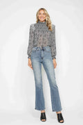 Embroidered-Pocket Bootcut Jeans