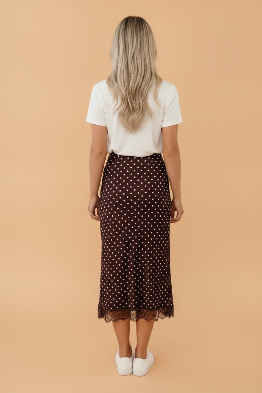 Polka Dot Lace Hem Midi Skirt — additional view 2
