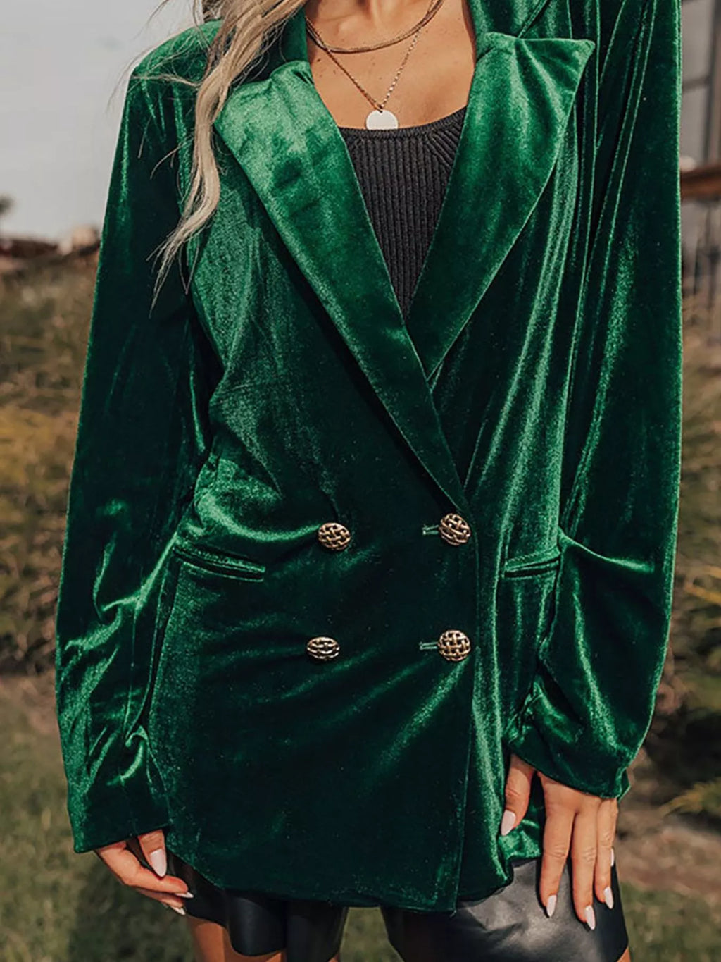 Velvet Button-Front Blazer — additional view 11