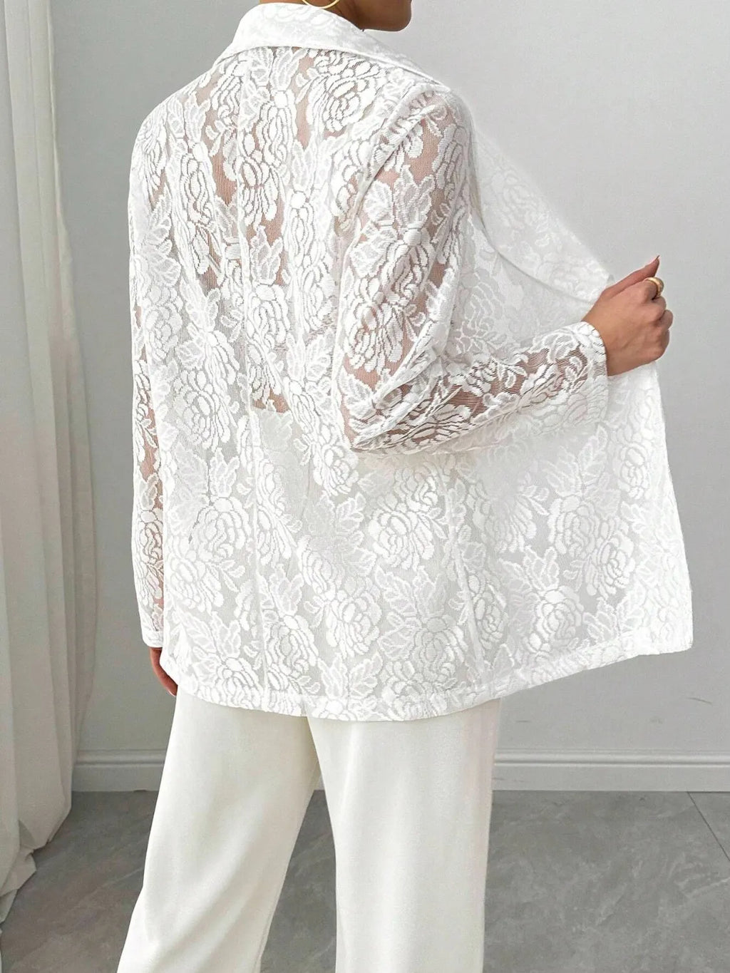 Sheer Lace Lapel Blazer — additional view 2