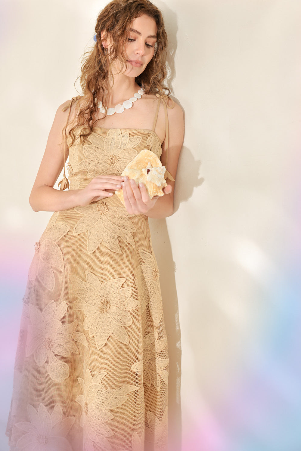 SANDY BLOOM FLORAL WOVEN LACE MIDI DRESS — additional view 9