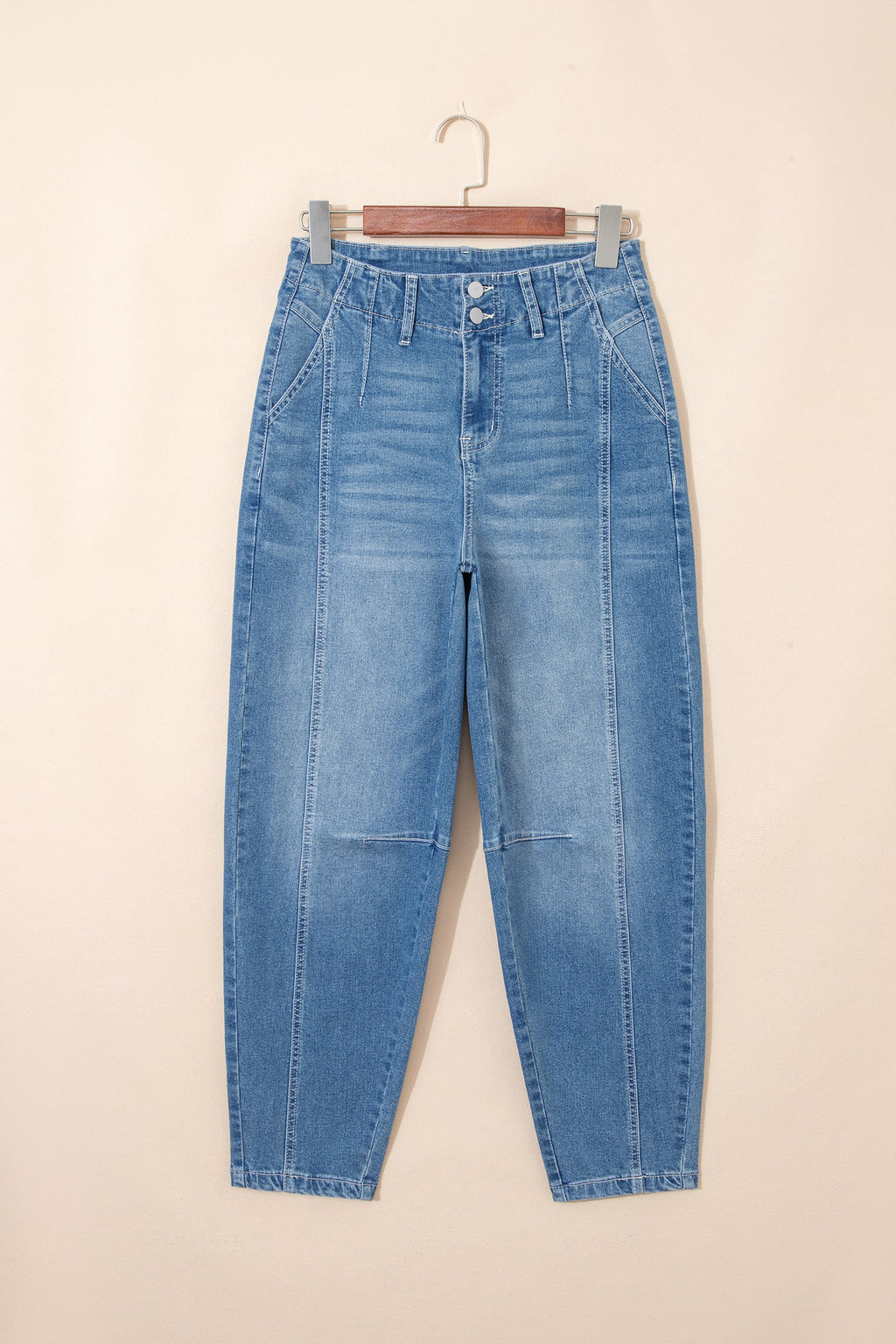 Fallon Blue Medium Wash Cuffed Barrel Jeans — additional view 5