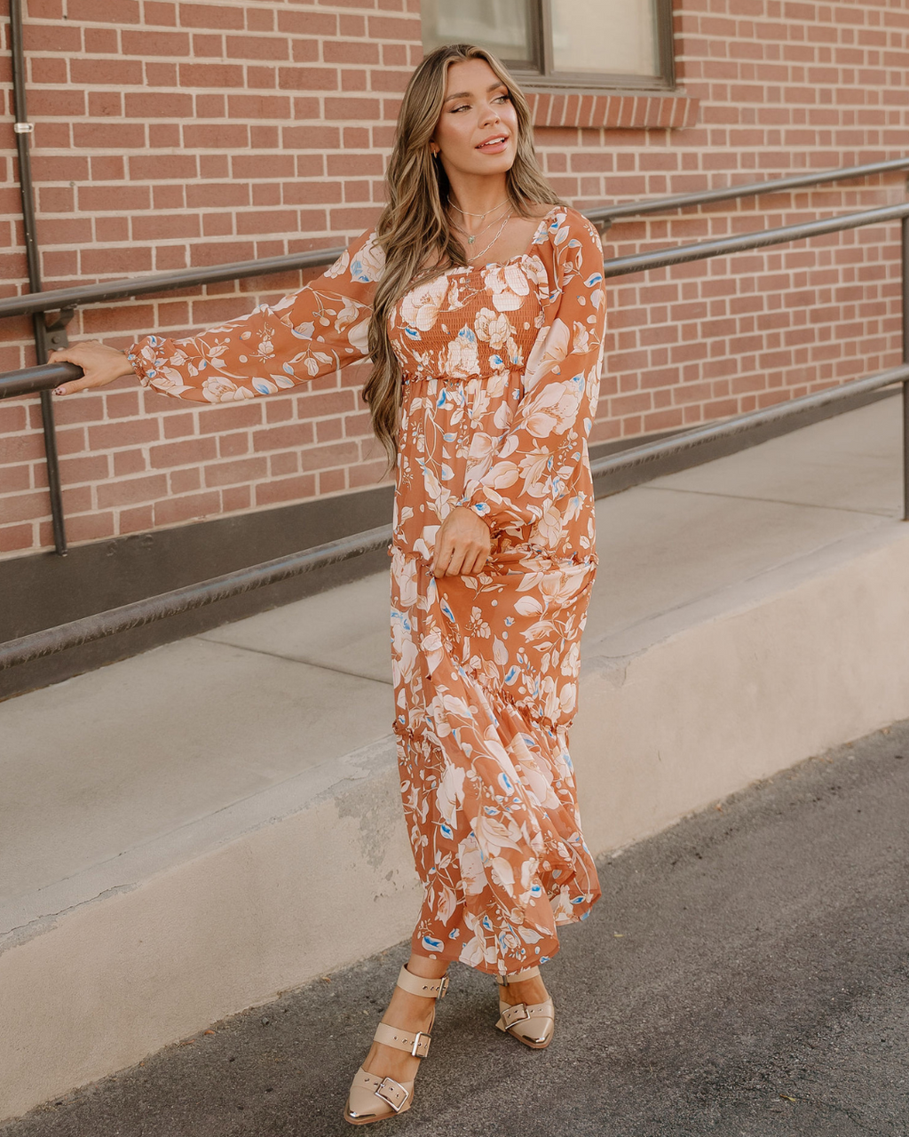 Felicity Shirred Square Neck High Waist Maxi Dress — additional view 4