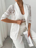 Sheer Lace Lapel Blazer