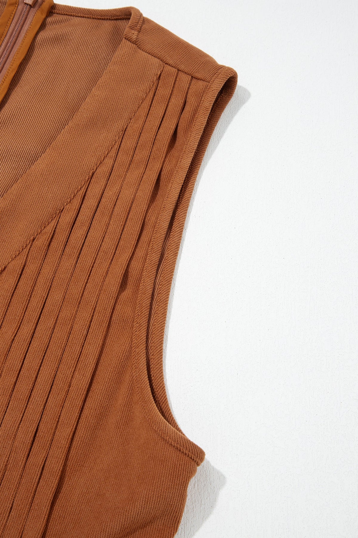 Solid Tie V-Neck Sleeveless Corduroy Romper — additional view 14