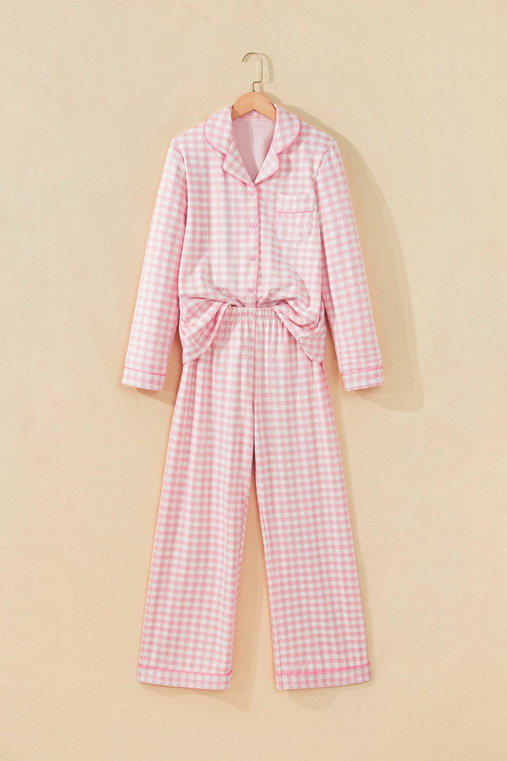 Gingham Long Sleeve Shirt & Pants Pajama Set — additional view 2