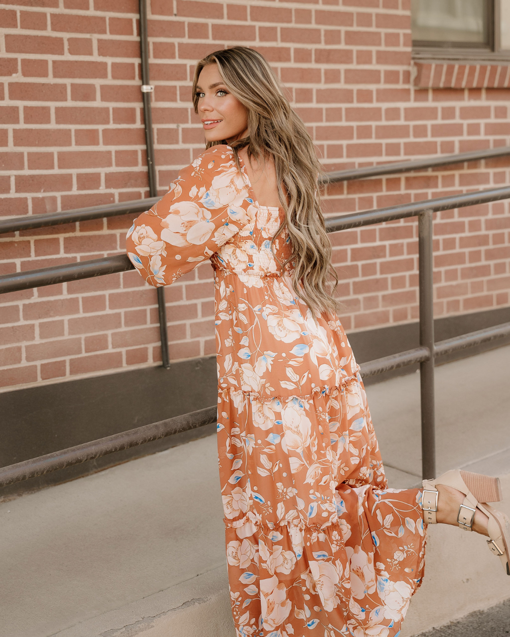 Felicity Shirred Square Neck High Waist Maxi Dress — additional view 6