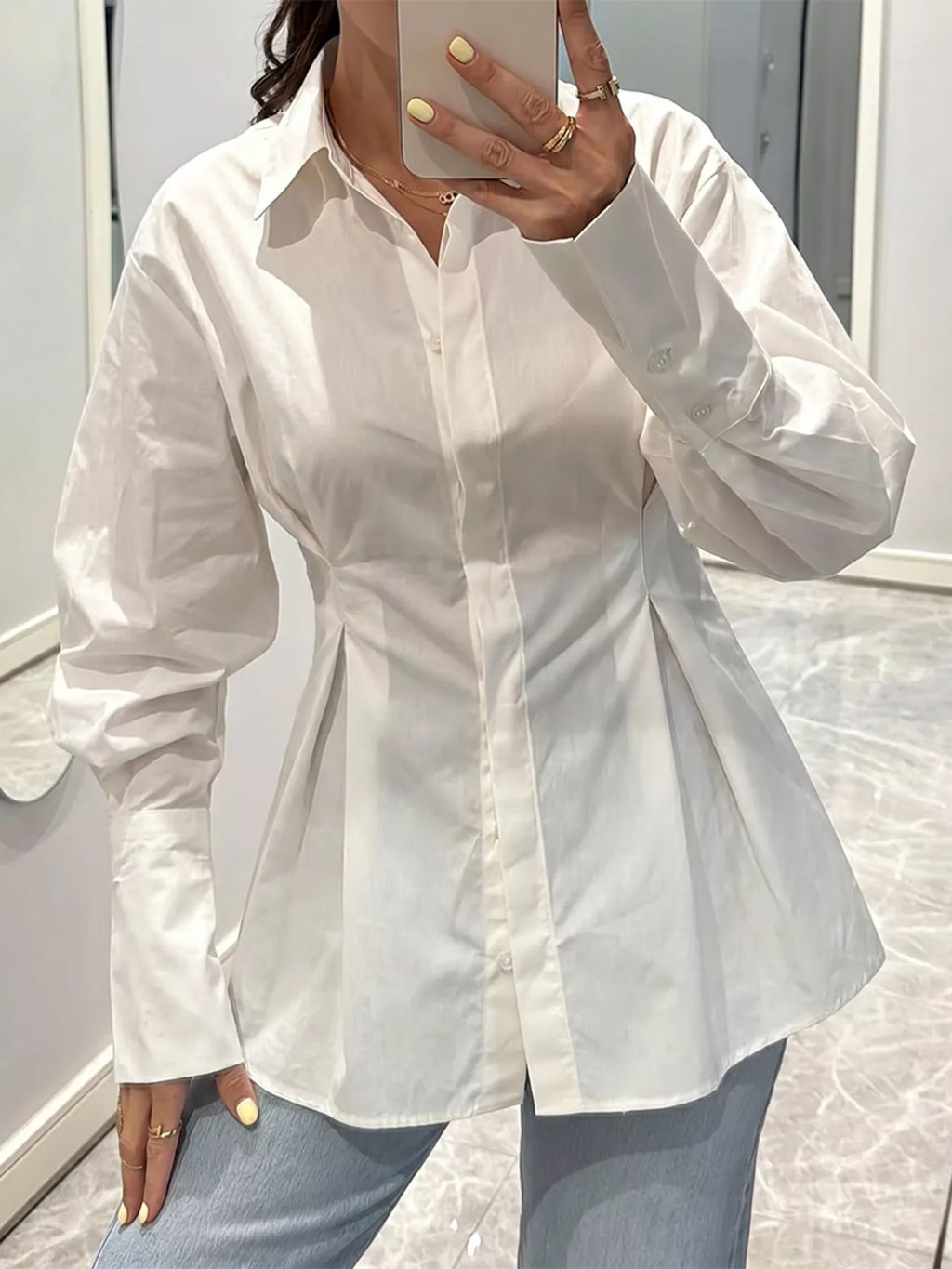 Cotton Lantern-Sleeve Shirt