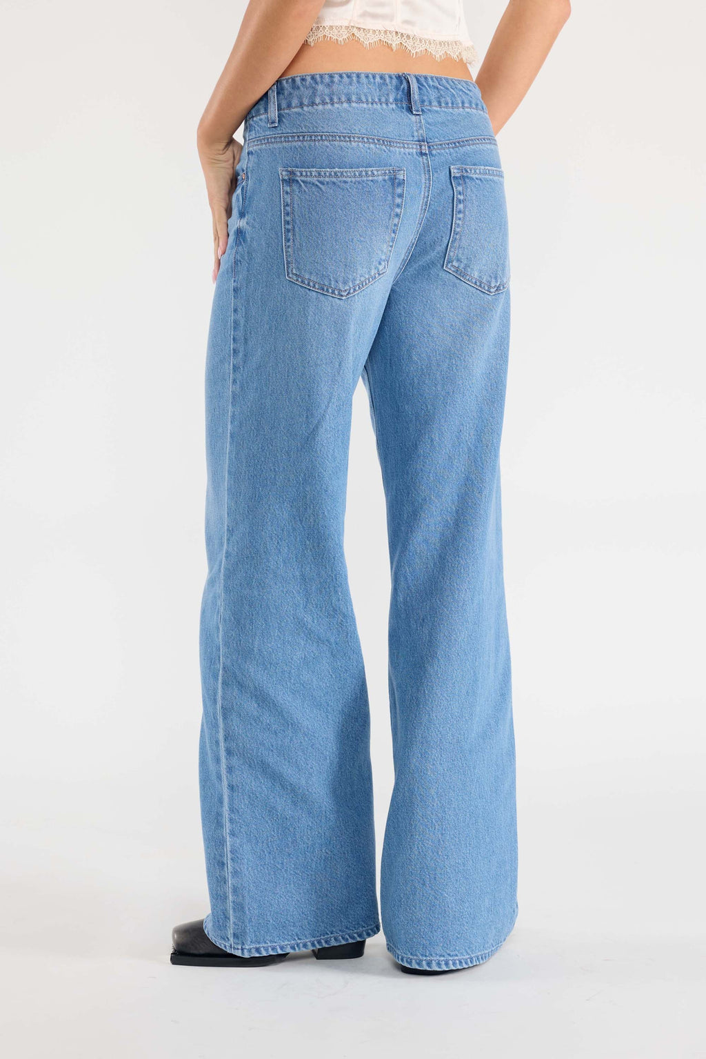 Baggy Wide Leg Jeans with Waist Band String — additional view 2