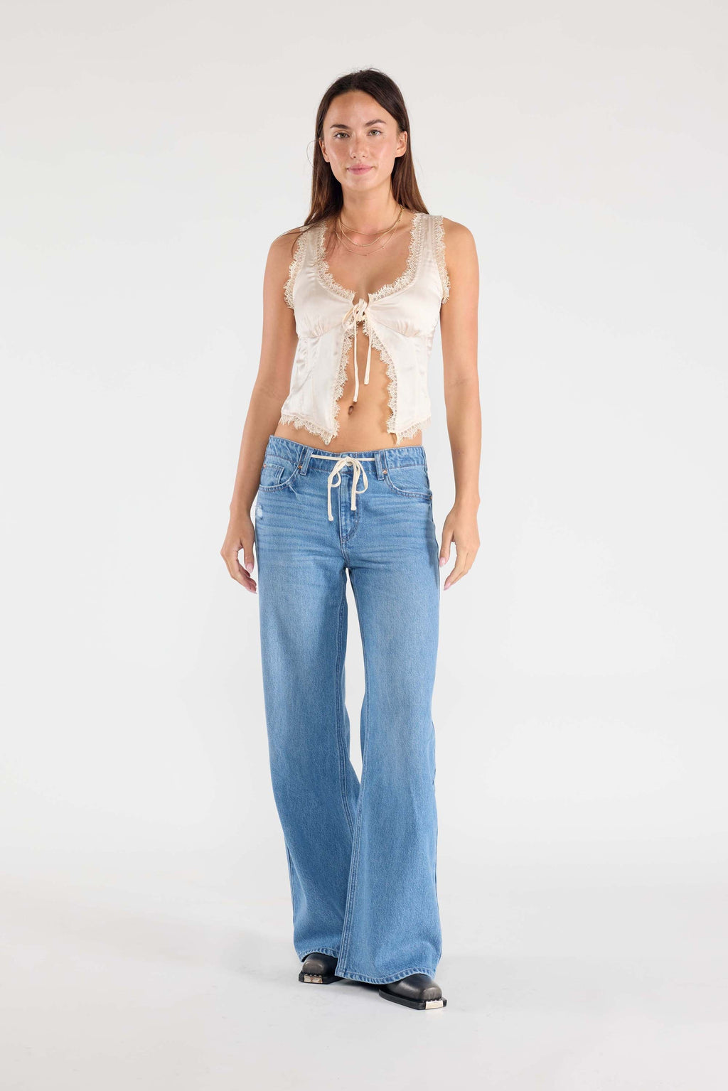 Baggy Wide Leg Jeans with Waist Band String — additional view 3
