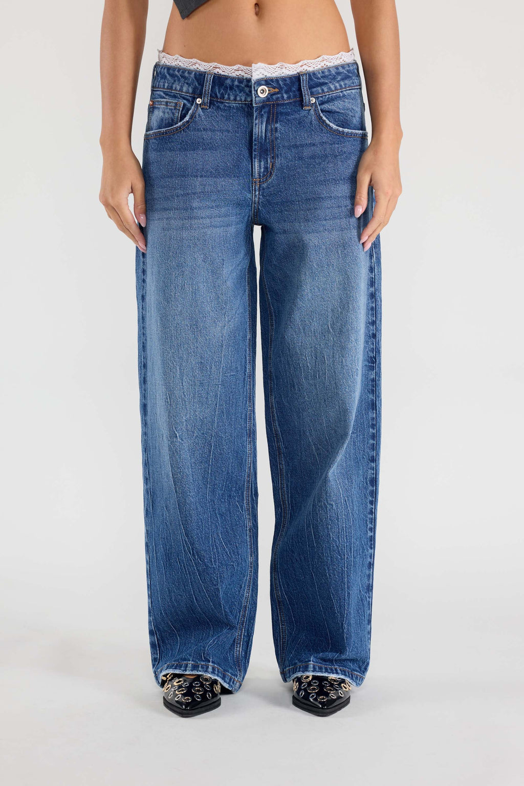 Low Waist Baggy Wide with Waist Band Lace Detail — additional view 2