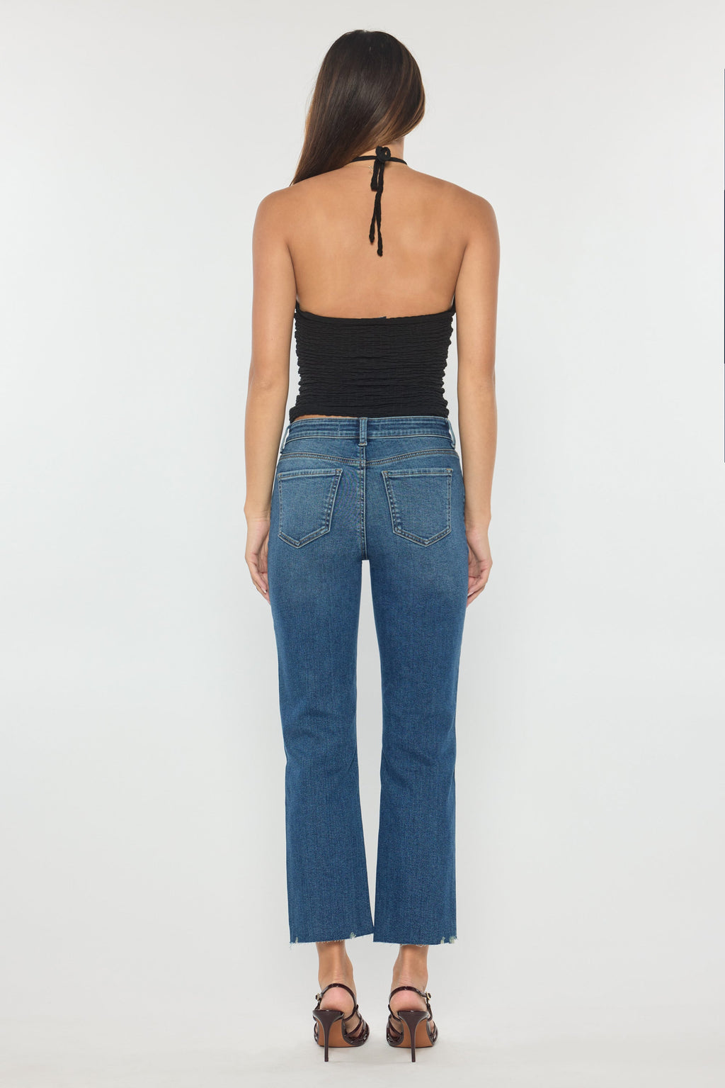 High Rise Straight Jeans with Chewed Hem — additional view 4