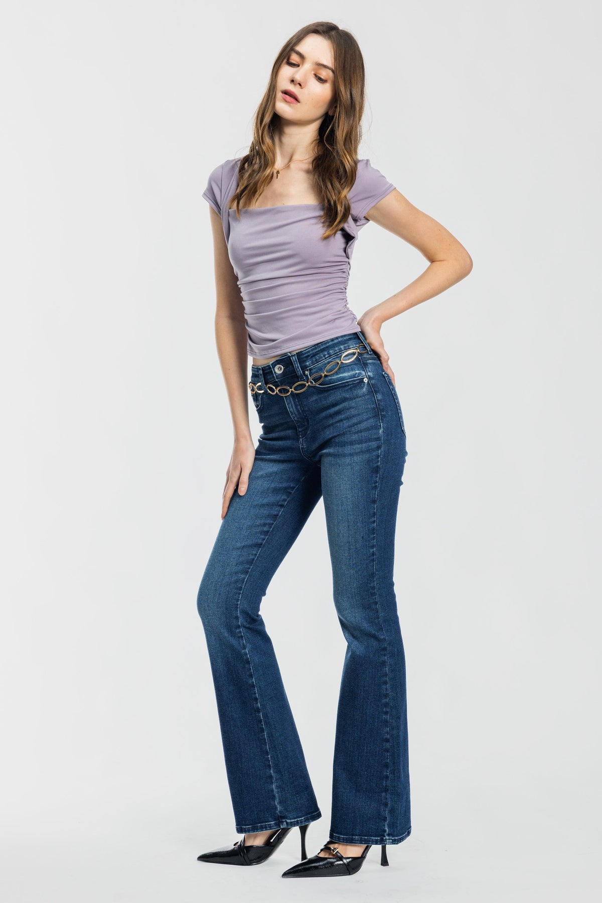 Stitched Bootcut Jeans