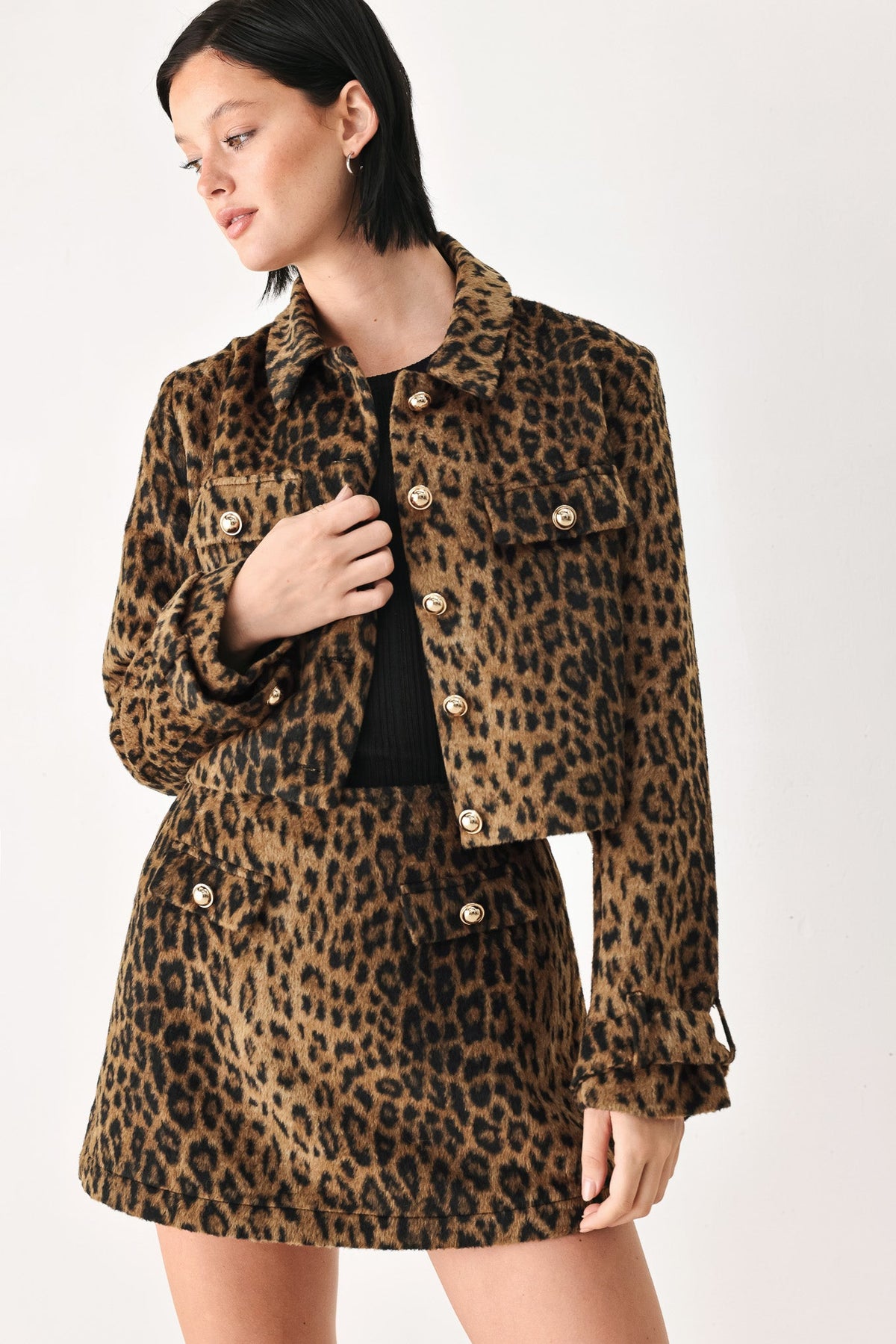 HERITAGE EDGE BROWN/BLACK WOOL-BLEND CROPPED JACKET — additional view 3
