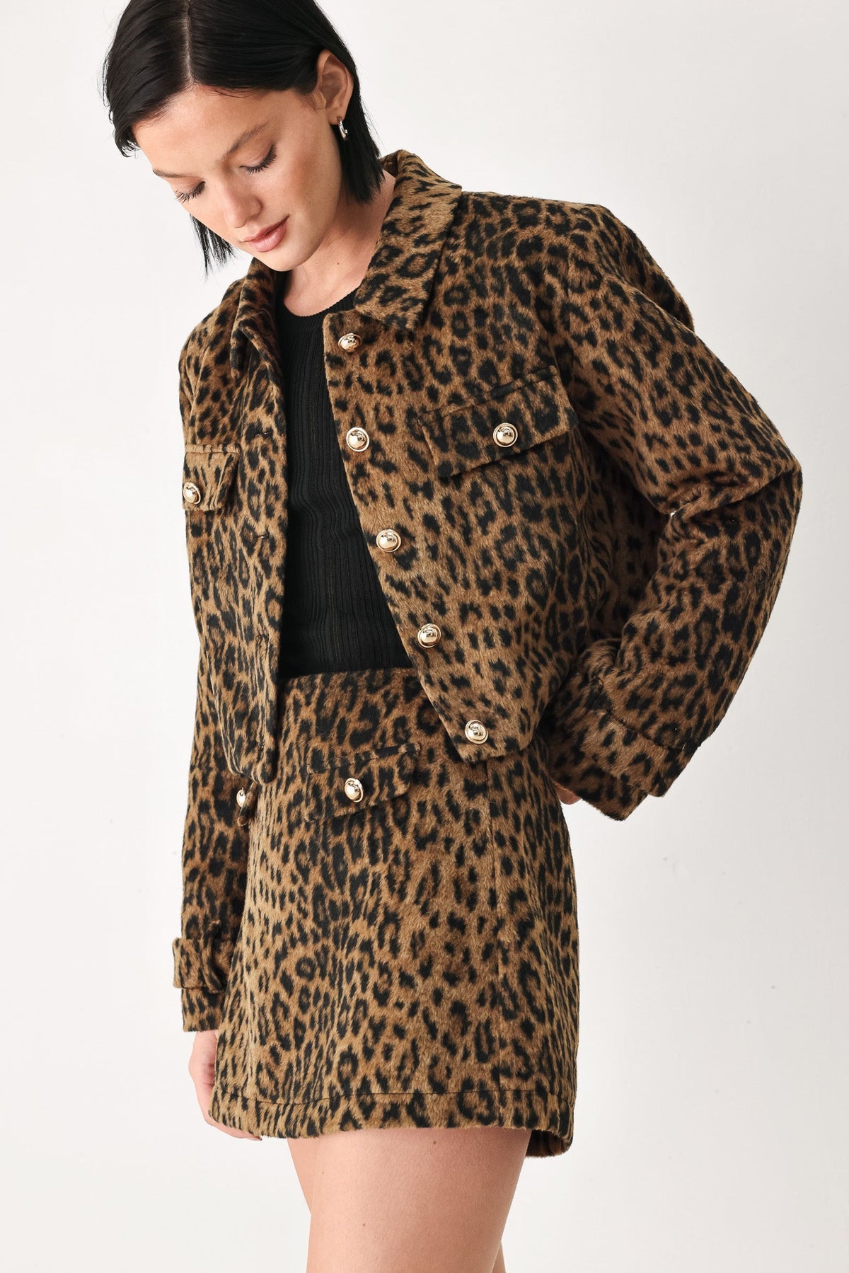 HERITAGE EDGE BROWN/BLACK WOOL-BLEND CROPPED JACKET — additional view 6