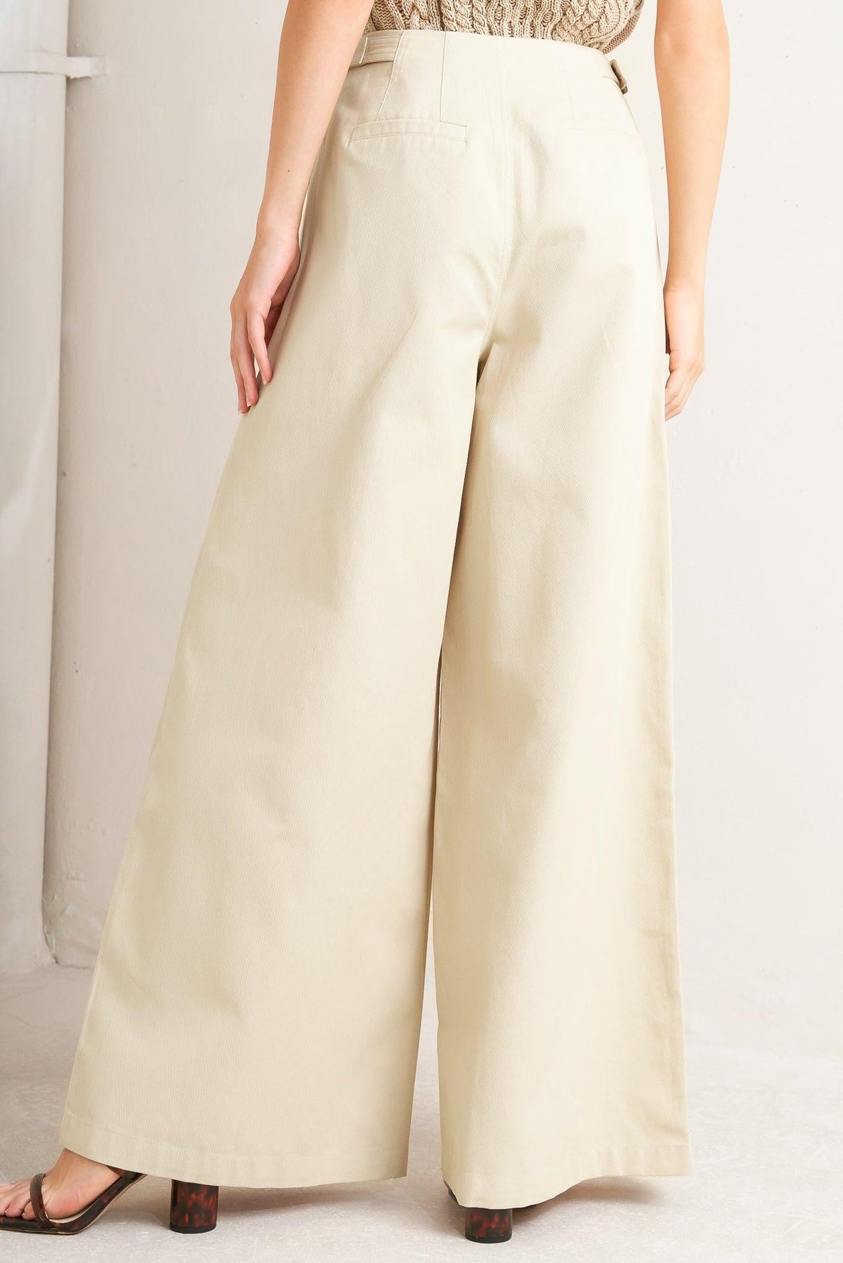 Pleated Buckle-Detail Pants