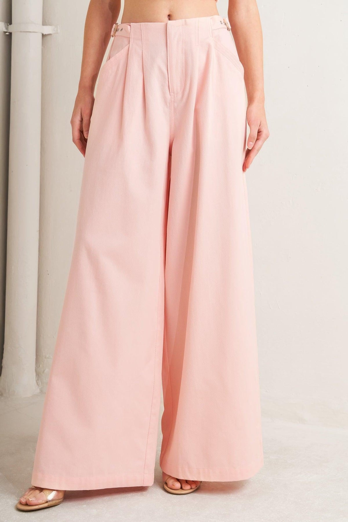 Pleated Buckle-Detail Pants