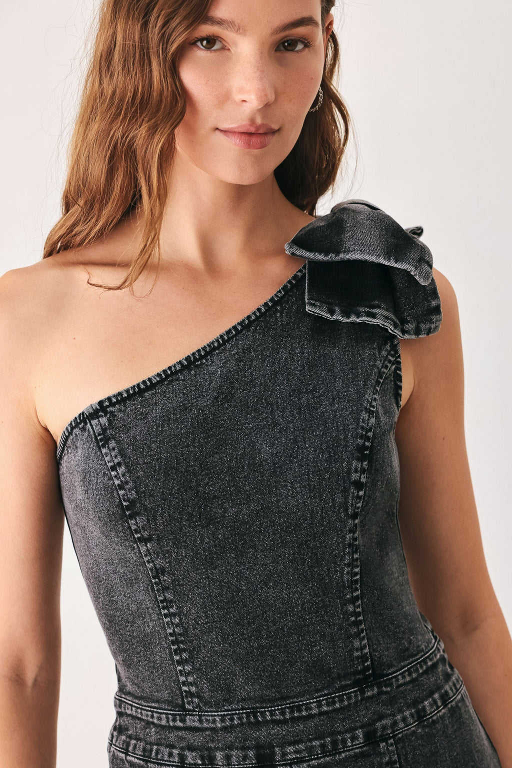 GRAPHITE PETAL EDGE DENIM JUMPSUIT — additional view 4