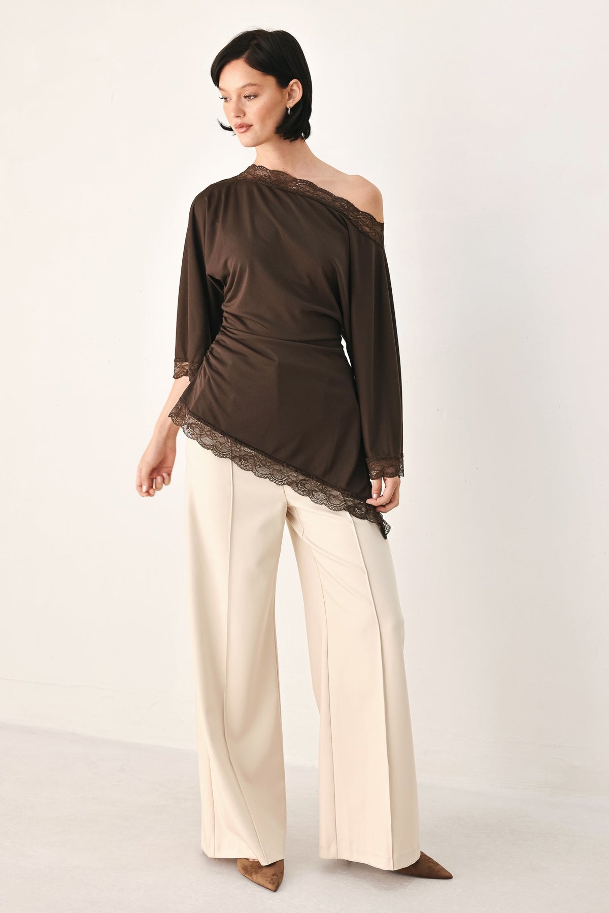 AFTER HOURS LACE TRIM ASYMMETRICAL TOP — additional view 12