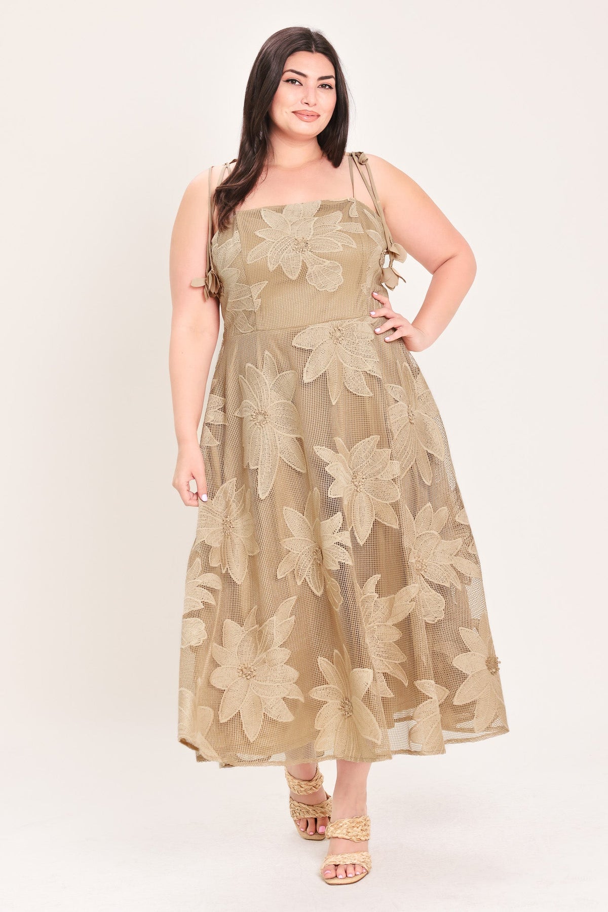 SANDY BLOOM FLORAL WOVEN LACE MIDI DRESS — additional view 19