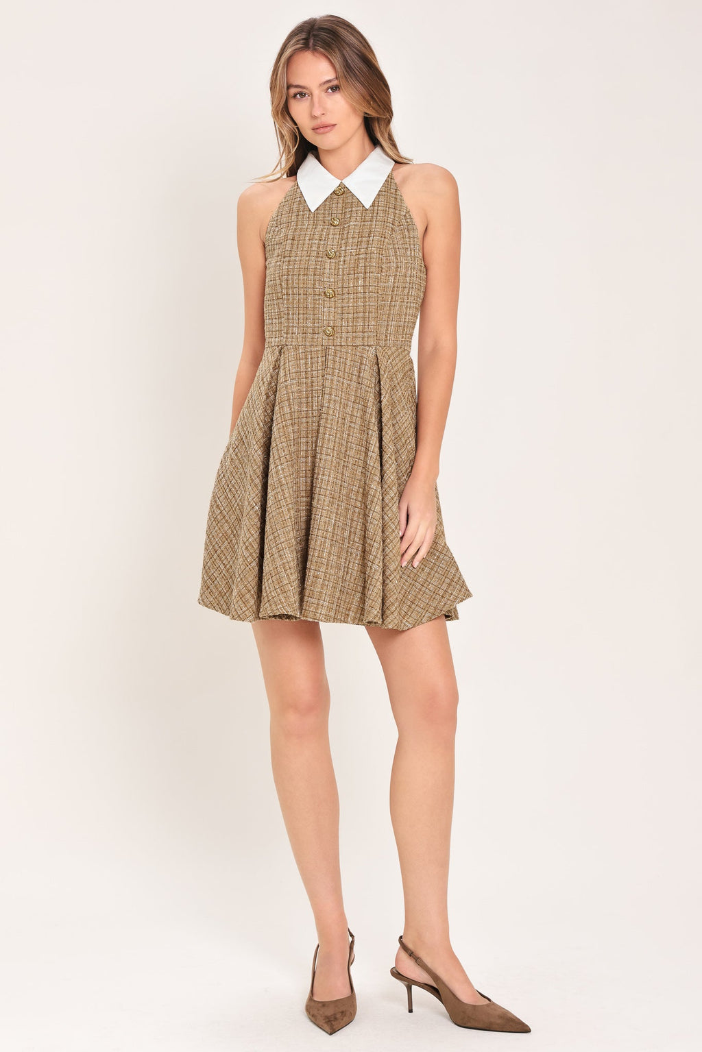 CAMBRIDGE COLLAR WOVEN TWEED MINI DRESS — additional view 3