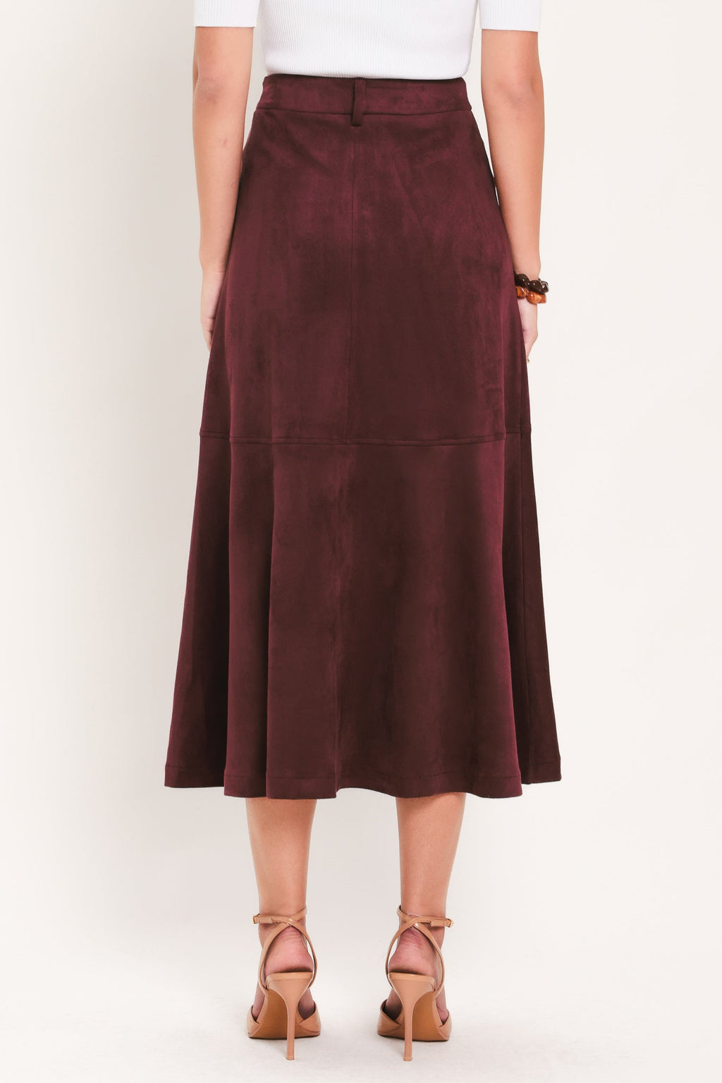 WINEBERRY MEADOW MUSE FAUX SUEDE MIDI SKIRT — additional view 2
