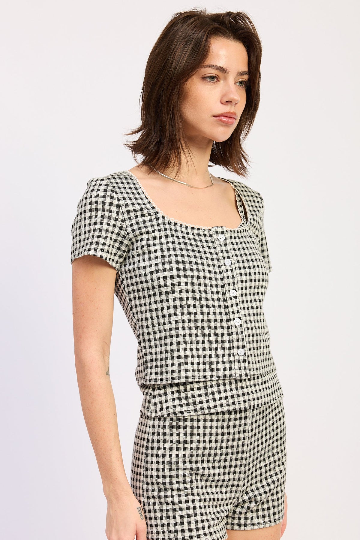 Vivia Gingham Knit Top