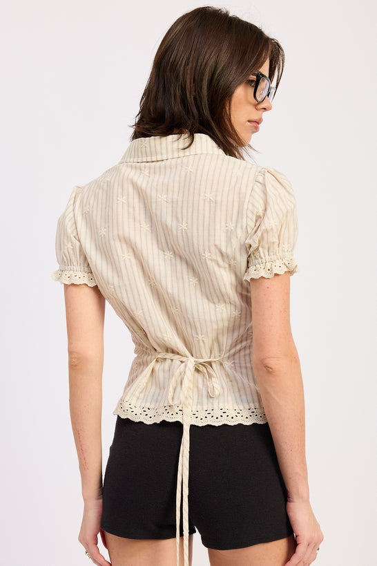 Deja Lace-Trim Cotton Shirt