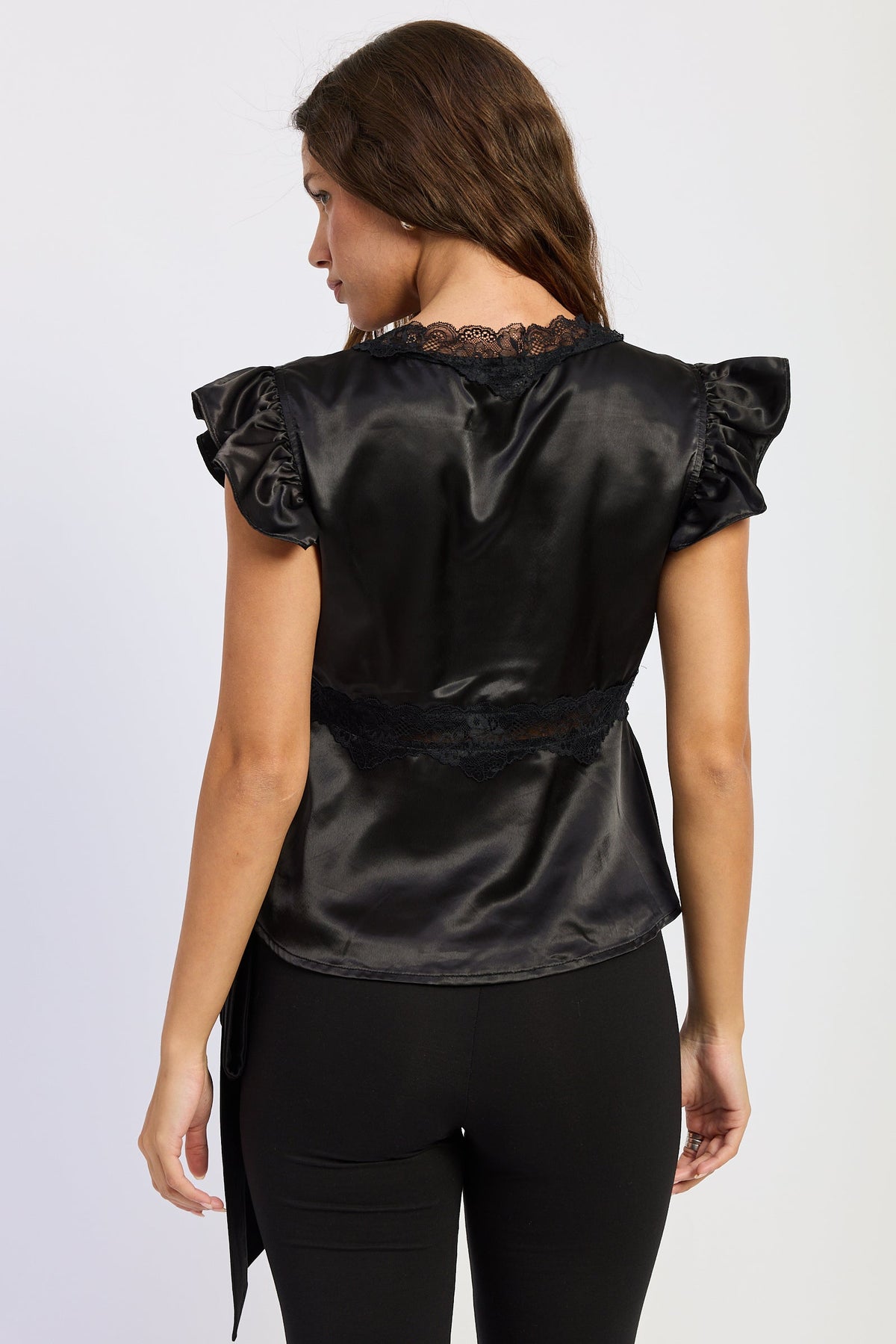 Aliza Lace-Trim Satin Top — additional view 3