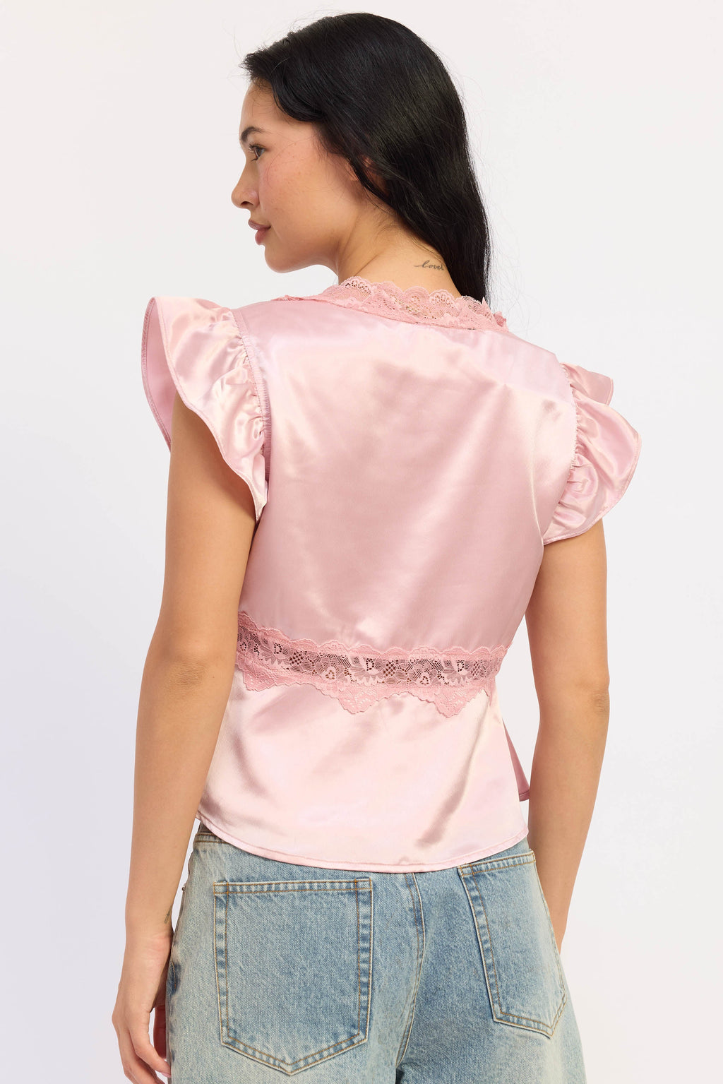 Aliza Lace-Trim Satin Top — additional view 7