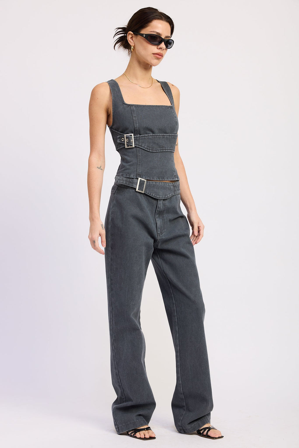 Celandine Belted Twill Vest — additional view 2