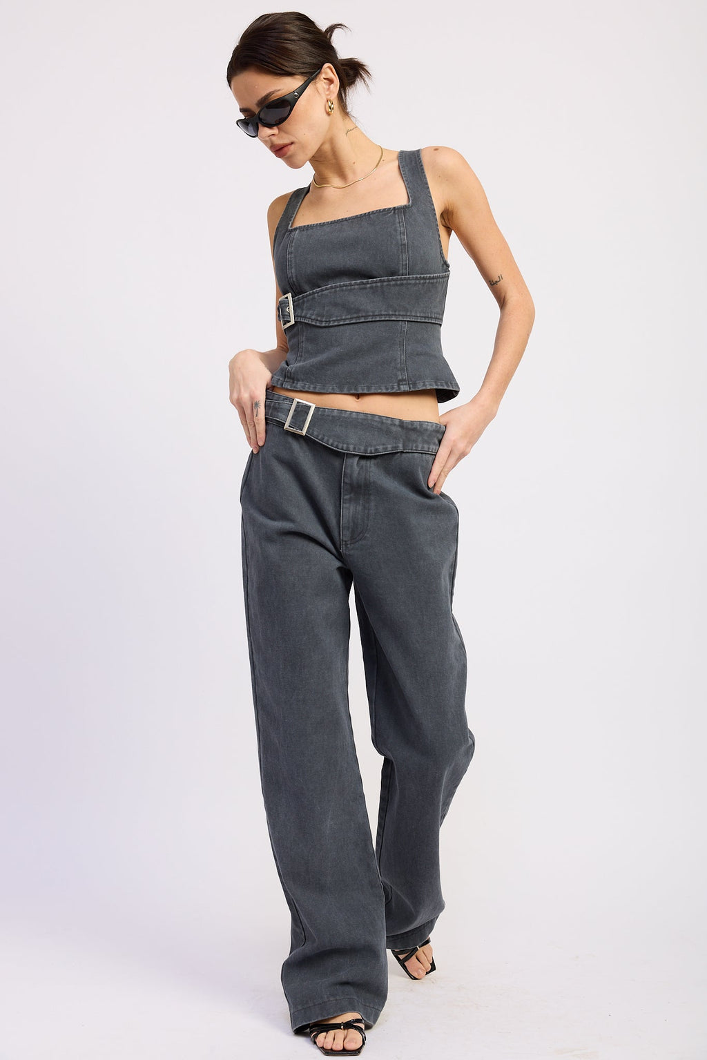 Celandine Belted Twill Vest — additional view 4
