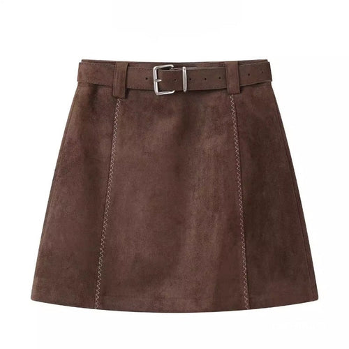 Coffee A-Line Mini Skirt