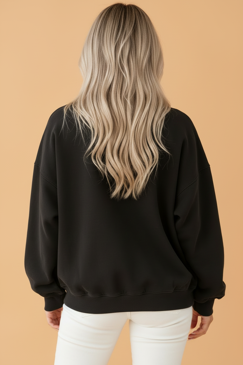 Solid Mock Neck Oversized Long Sleeve Sweatshirt — additional view 2