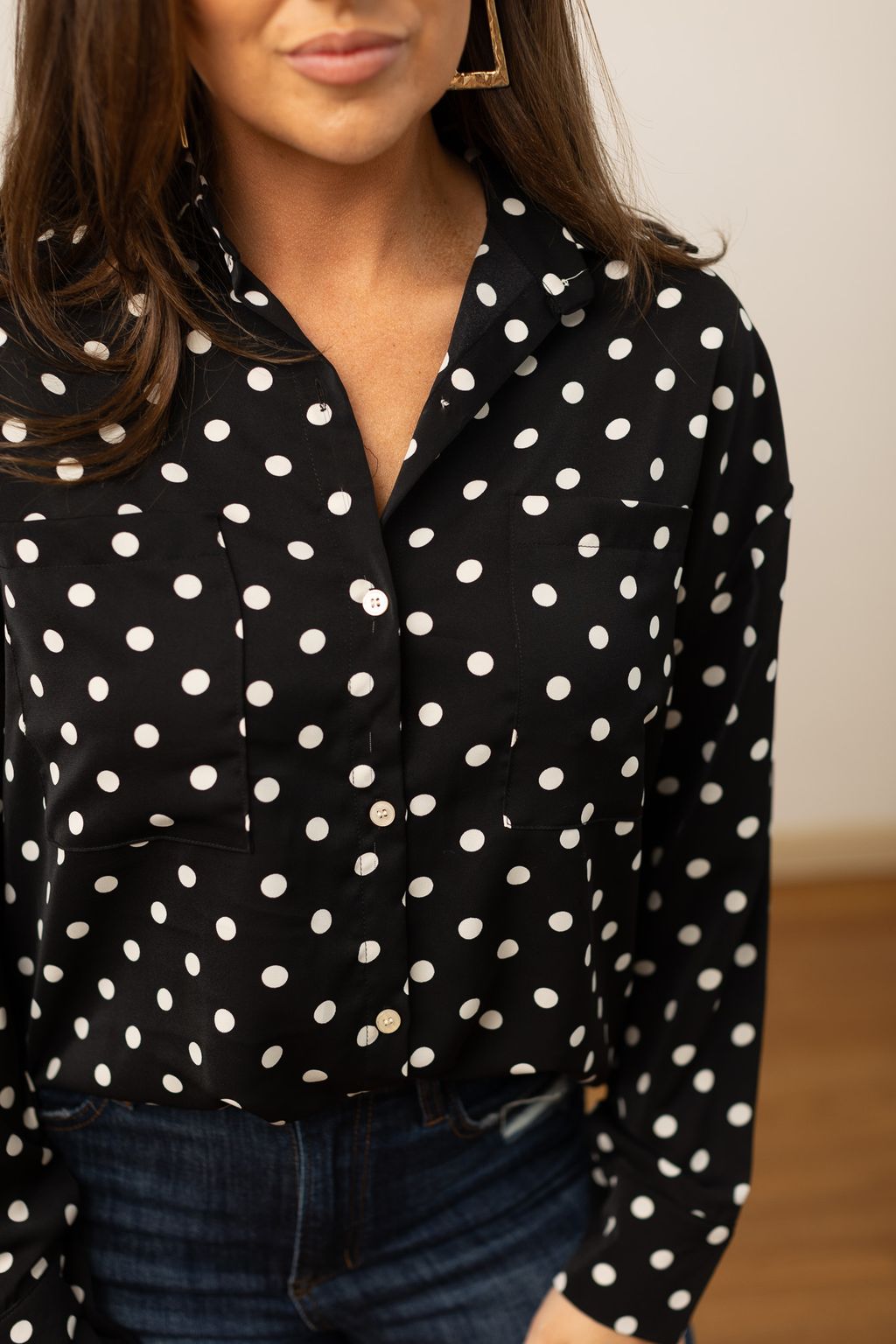 Kathryn Classic Button-Up, Polka-Dot — additional view 10
