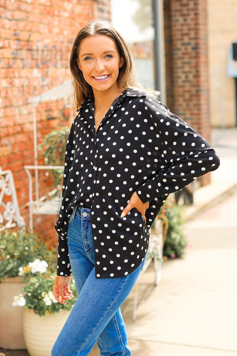 Kathryn Classic Button-Up, Polka-Dot — additional view 4