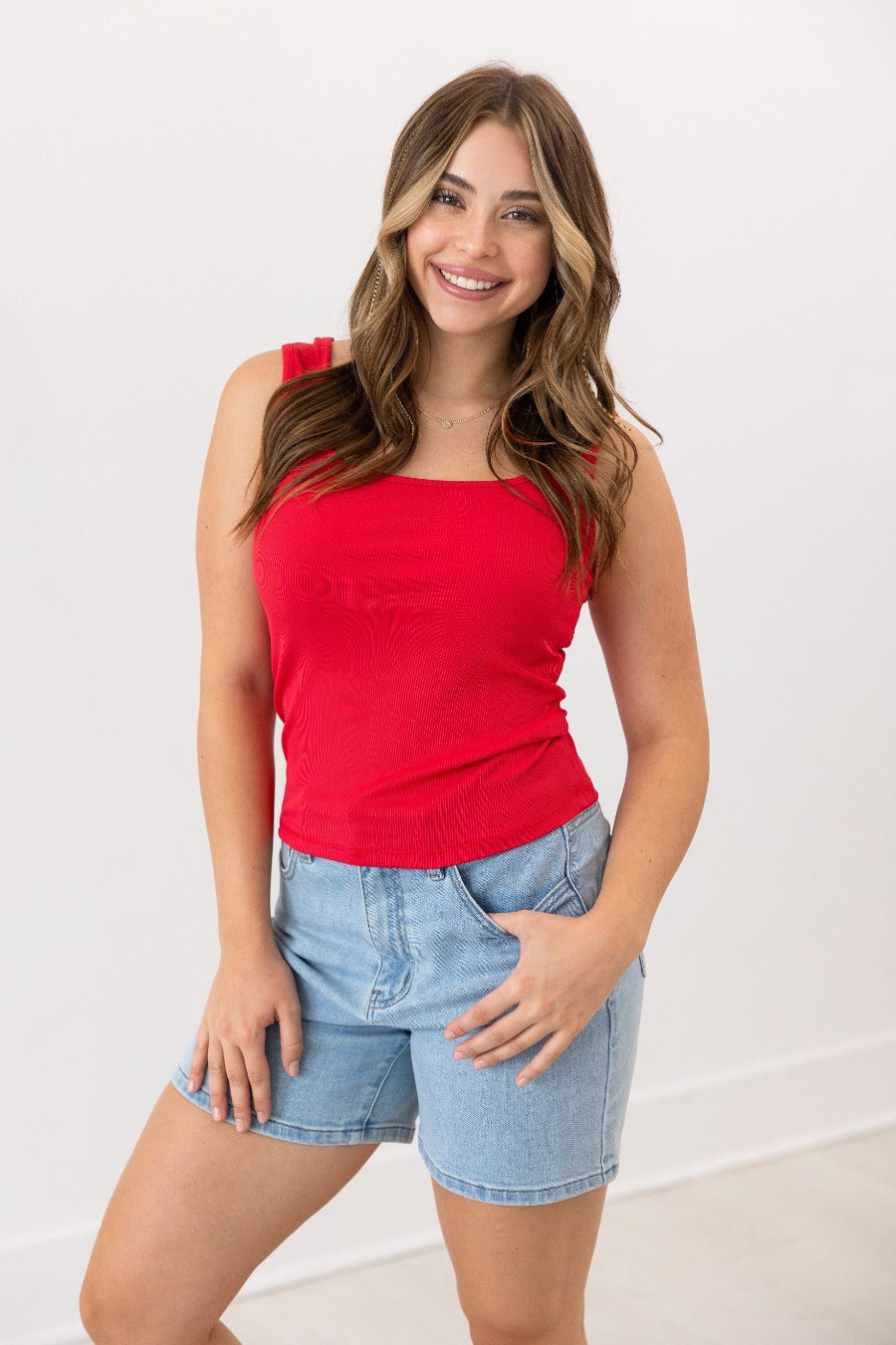 Bella Tank Top, True Red — additional view 4