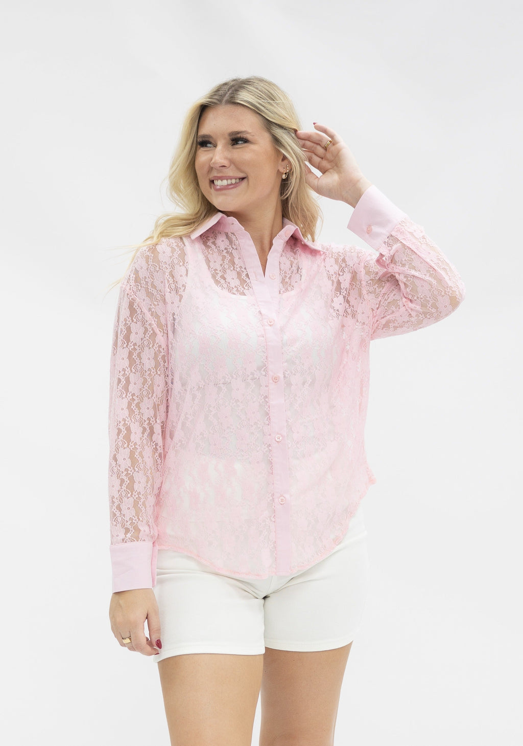 Kathryn Lace Shirt — Pink