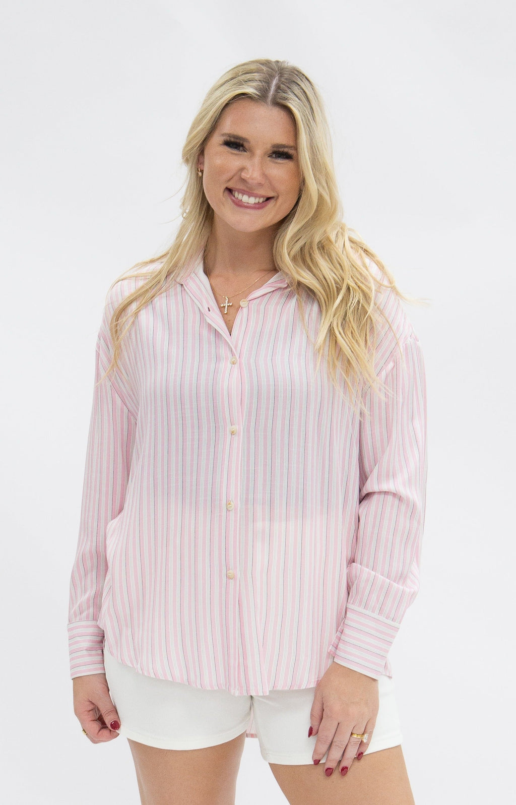 The Kathryn Button-Up, Striped Pink — additional view 3