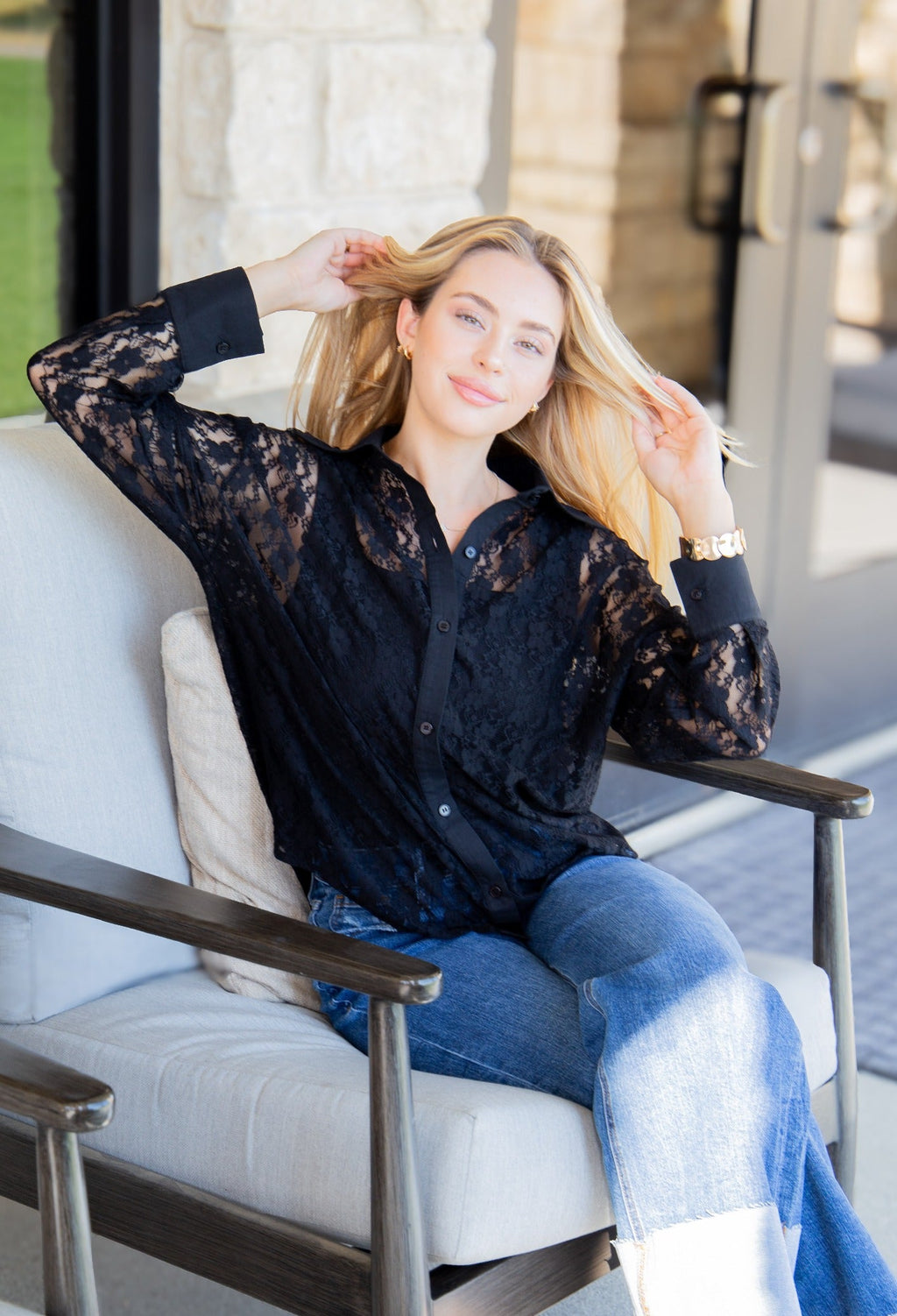 Kathryn Lace Shirt — Black — additional view 4