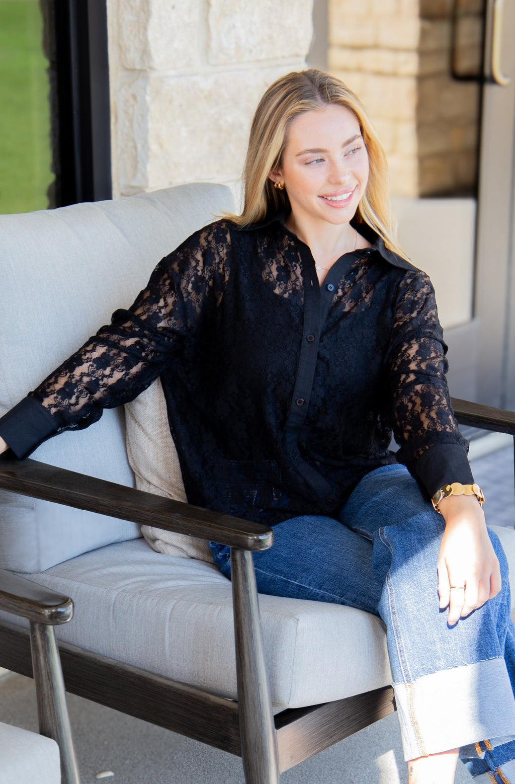 Kathryn Lace Shirt — Black — additional view 5
