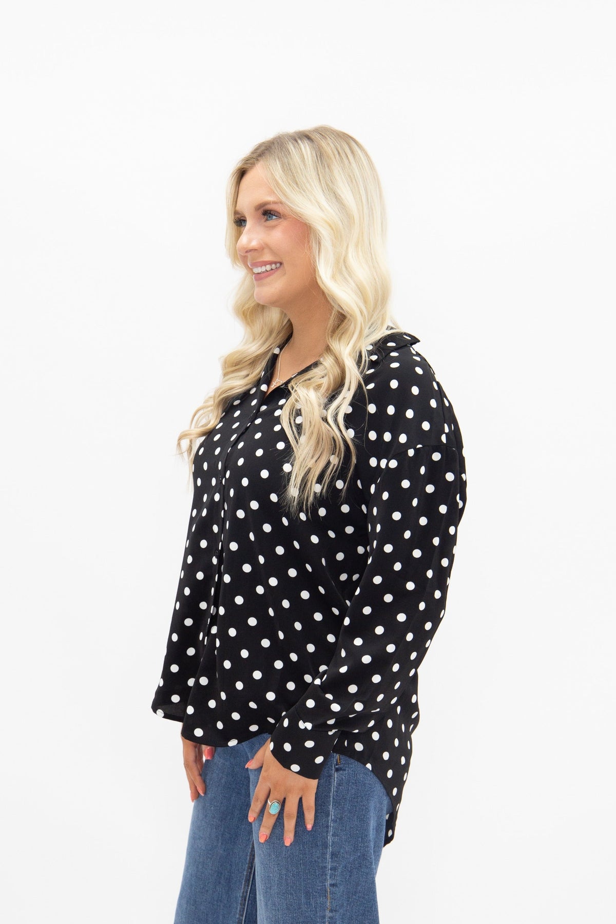 Kathryn Classic Button-Up, Polka-Dot — additional view 16
