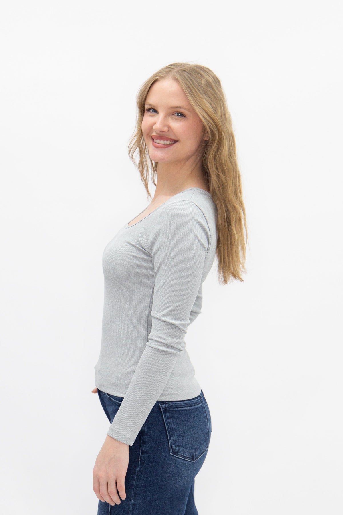 Square Neck Long Sleeve Top