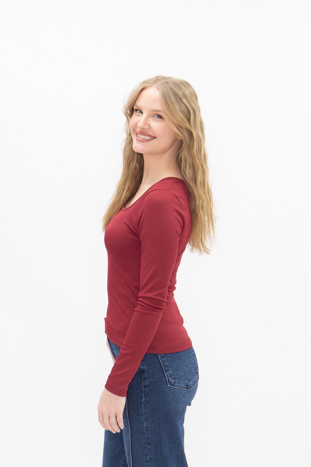 Square Neck Long Sleeve Top